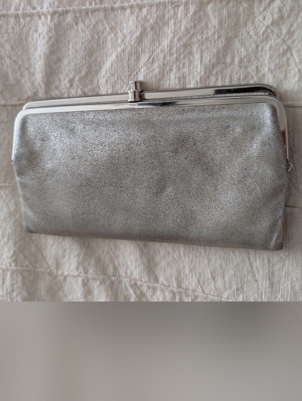 HOBO Silver Metallic Clutch Wristlet